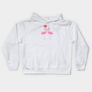 Cute Pink Flamingo Like Heart Pastel Kids Hoodie